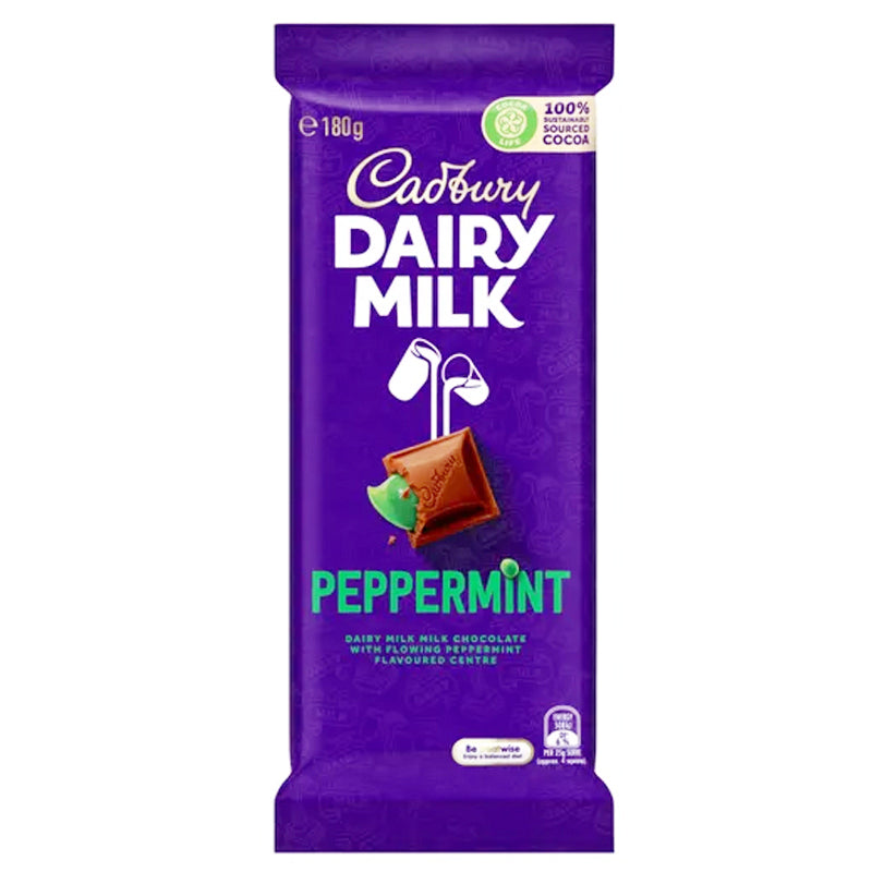 Cadbury Dairy Milk Peppermint Chocolate Bar 180g front