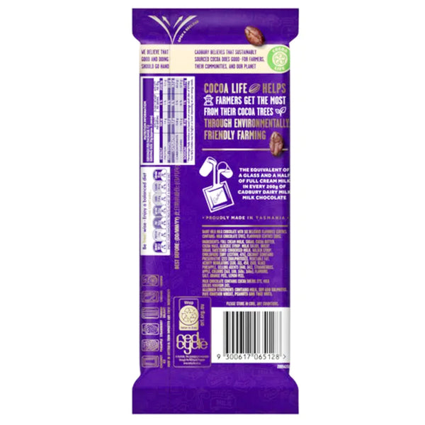 Cadbury Dairy Milk Snack Chocolate Bar 180g Back