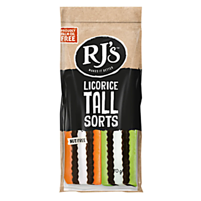 RJs Licorice Tall Sorts 70g Front